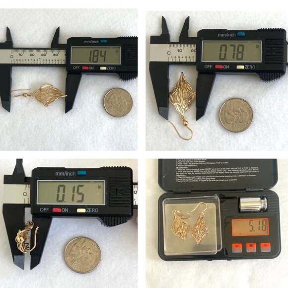 Dyadema Italy Gold Vermeil Sterling Silver 925 Diamond Cut Dangle Drop Earrings - Picture 11 of 16